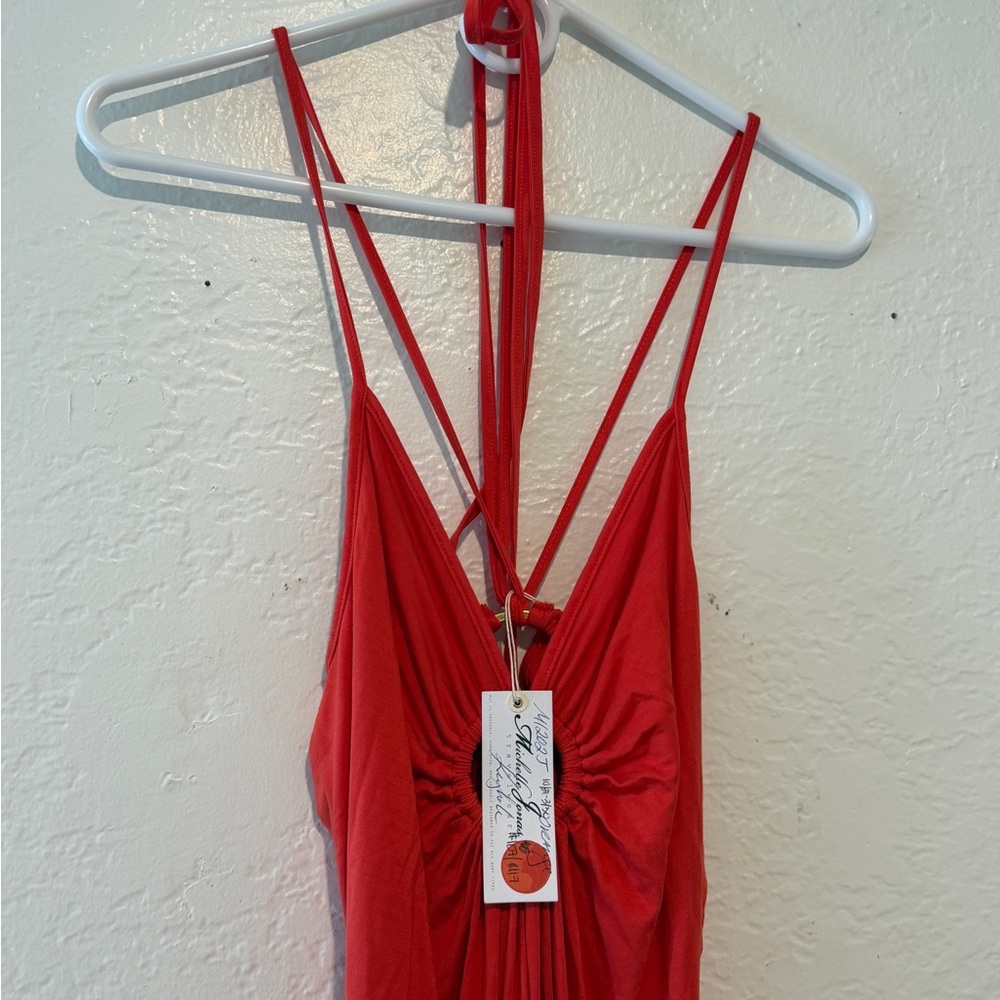 Michelle Jonas Keyhole O Ring halter Maxi Dress 
in Orange - Picture 7 of 11